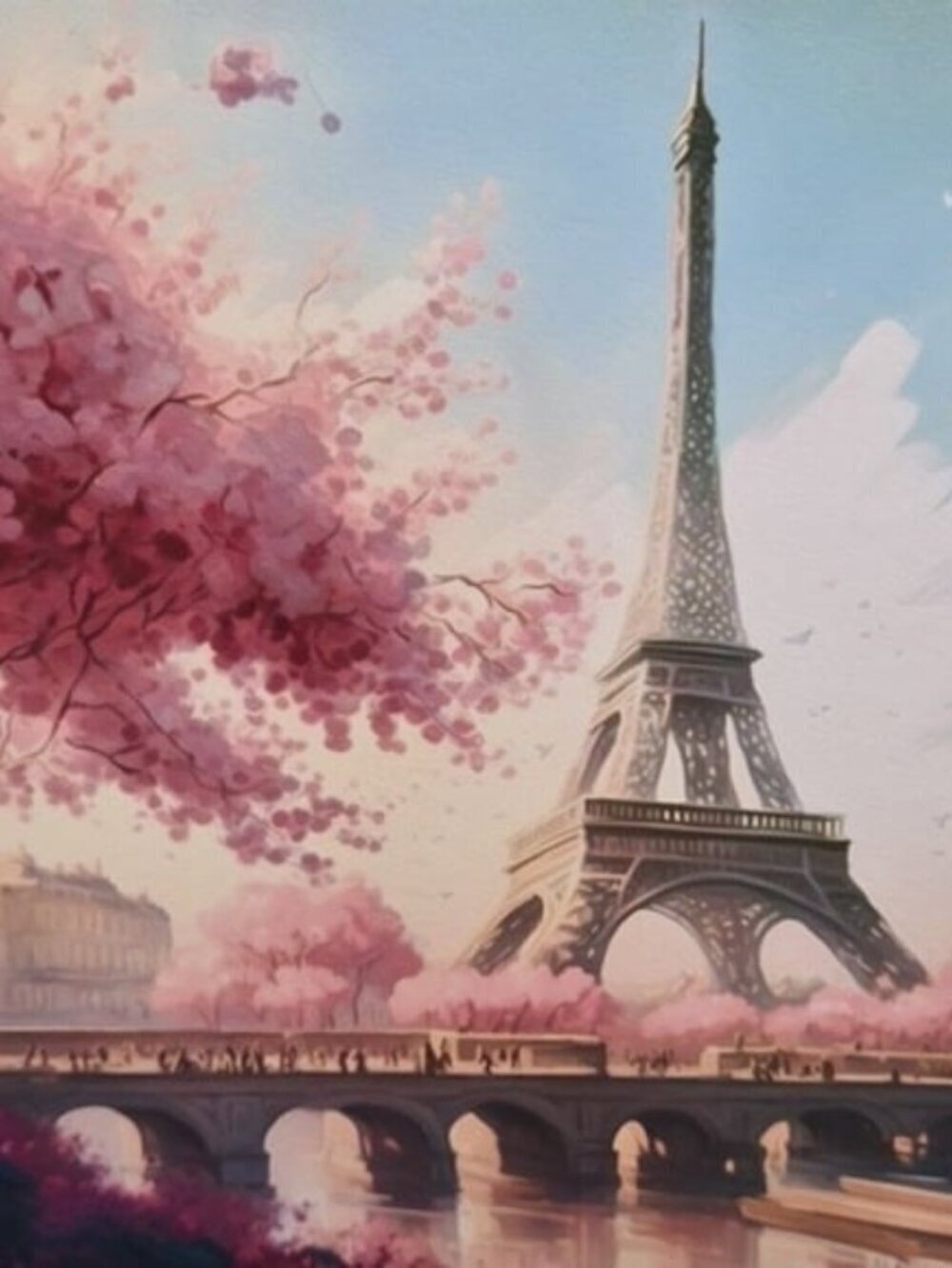 4x4 Paris Eiffel Tower Floral Fantasy Art Print